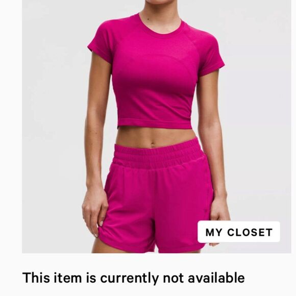 Lululemon swiftly short sleeve cropped tee size 6 ripened raspberry - Picture 5 of 5